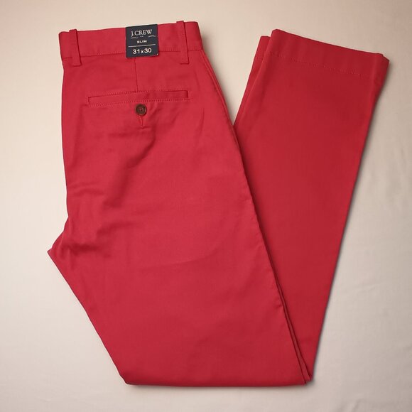 NWT Mens J Crew Flex Pants Size 31x30 Slim Leg Pink Red Color - Picture 1 of 10
